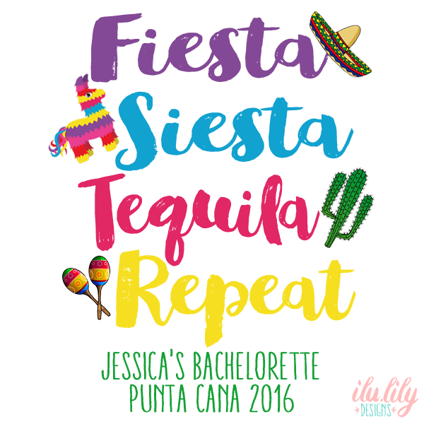 Fiesta Personalized Canvas Tote Bag for Bachelorette Parties by Ilu.Lily