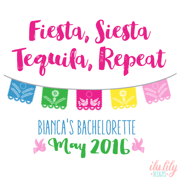 Mexico Fiesta Personalized Canvas Tote Bag for Bachelorette Parties by Ilu.Lily