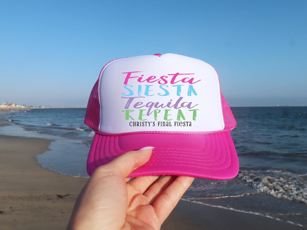 Bachelorette Party Trucker Hats | Mexico Bachelorette Hat | Fiesta Siesta Tequila Repeat