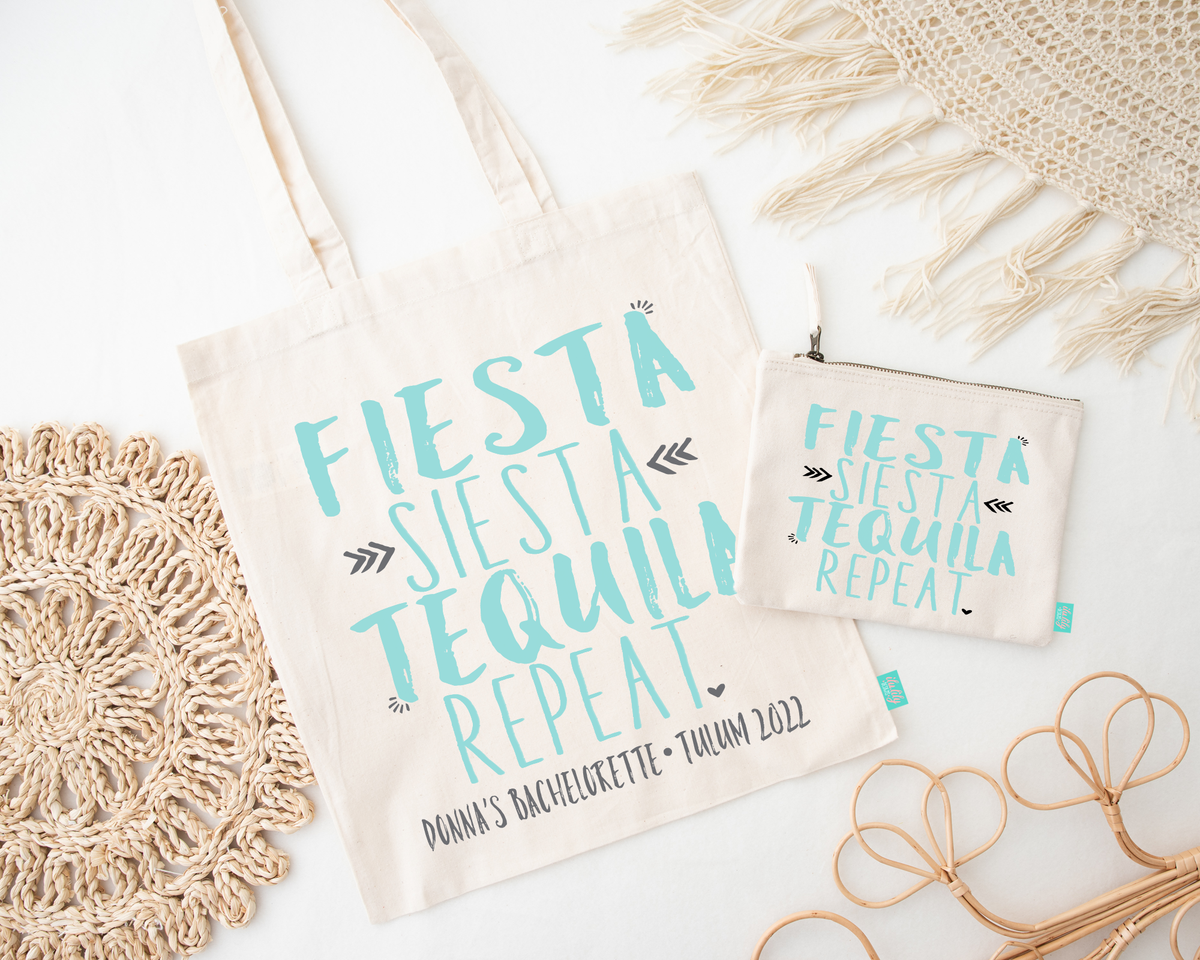 Bachelorette Party Tote Bags | Personalized Tote Bag | Fiesta Siesta Tequila Repeat