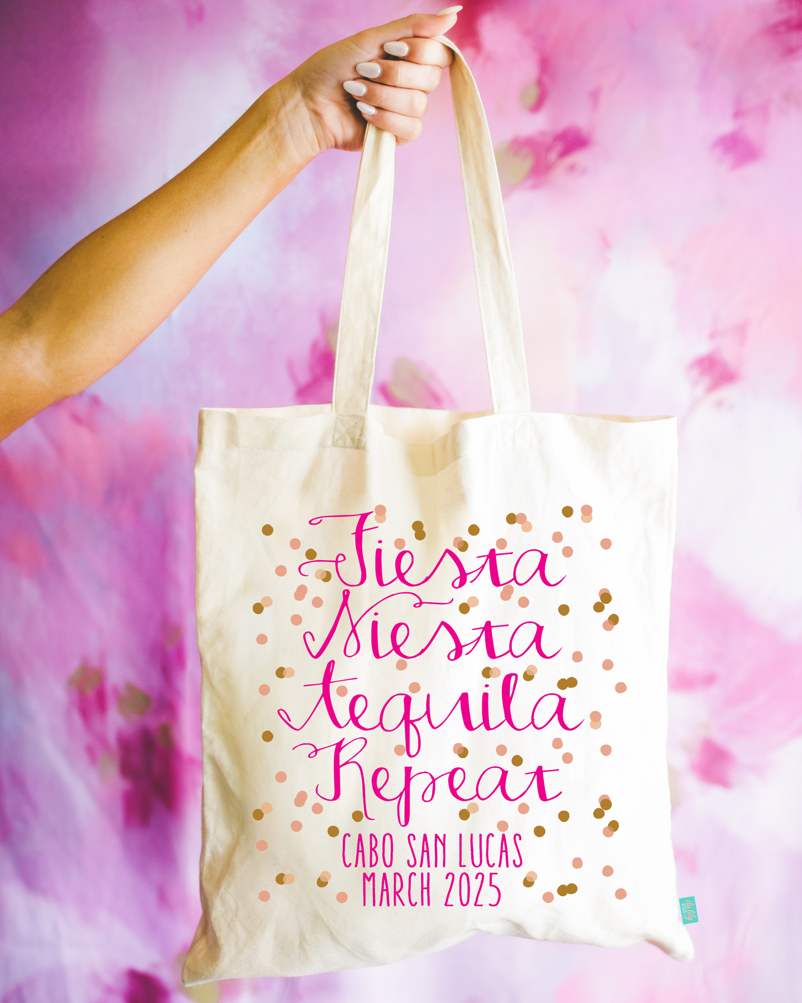 Bachelorette Party Tote Bag | Confetti Fiesta Siesta Tequila Repeat