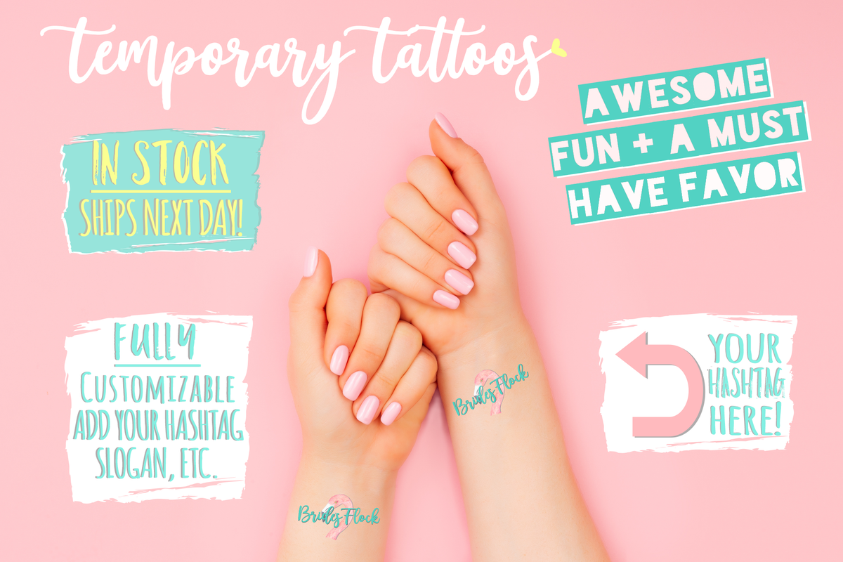 Custom Temporary Tattoo Bachelorette Party Favors | Flamingo Bride's Flock