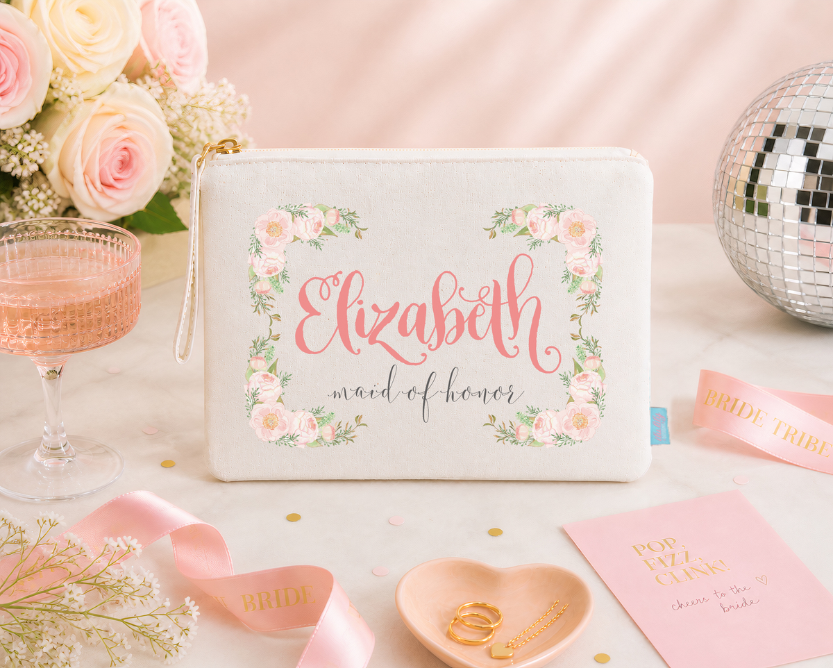 Personalized Canvas Makeup Bag for Brides by Ilu.Lily