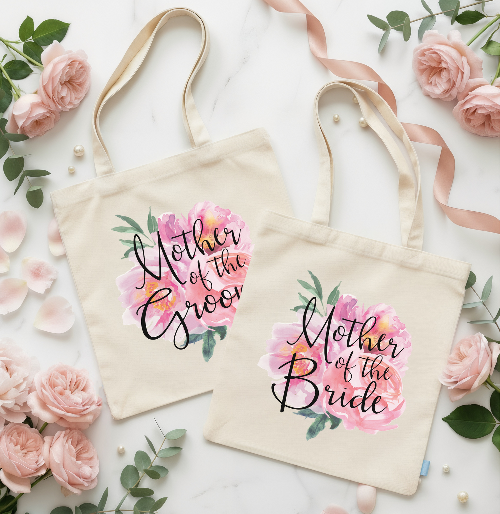 Wedding Party Tote Bags | Floral Watercolor Mother of the Bride and Groom Set