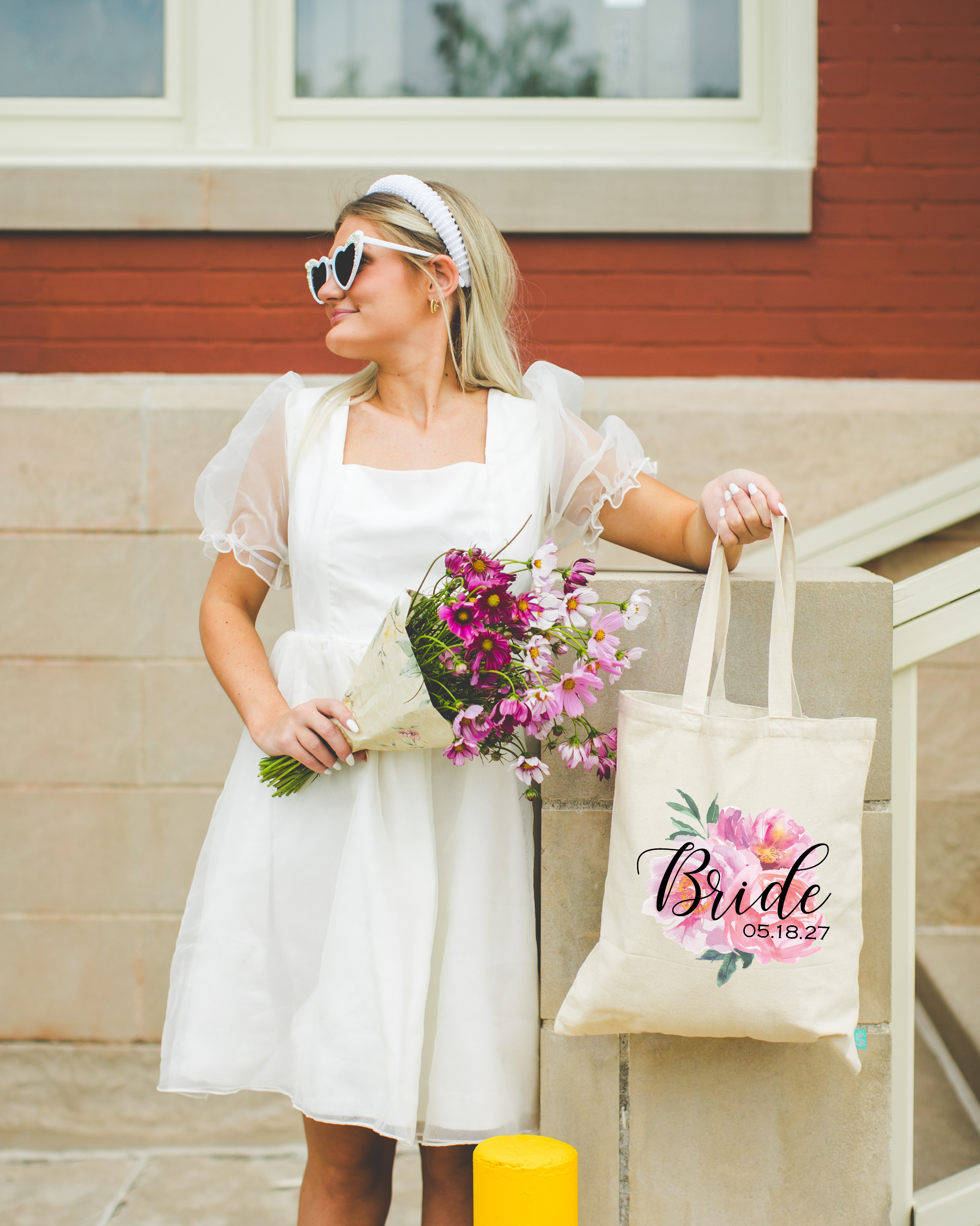 Bride Personalized Tote Bag | Floral Watercolor