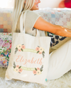 Bridesmaid Personalized Tote Bag | Pink and Beige Floral