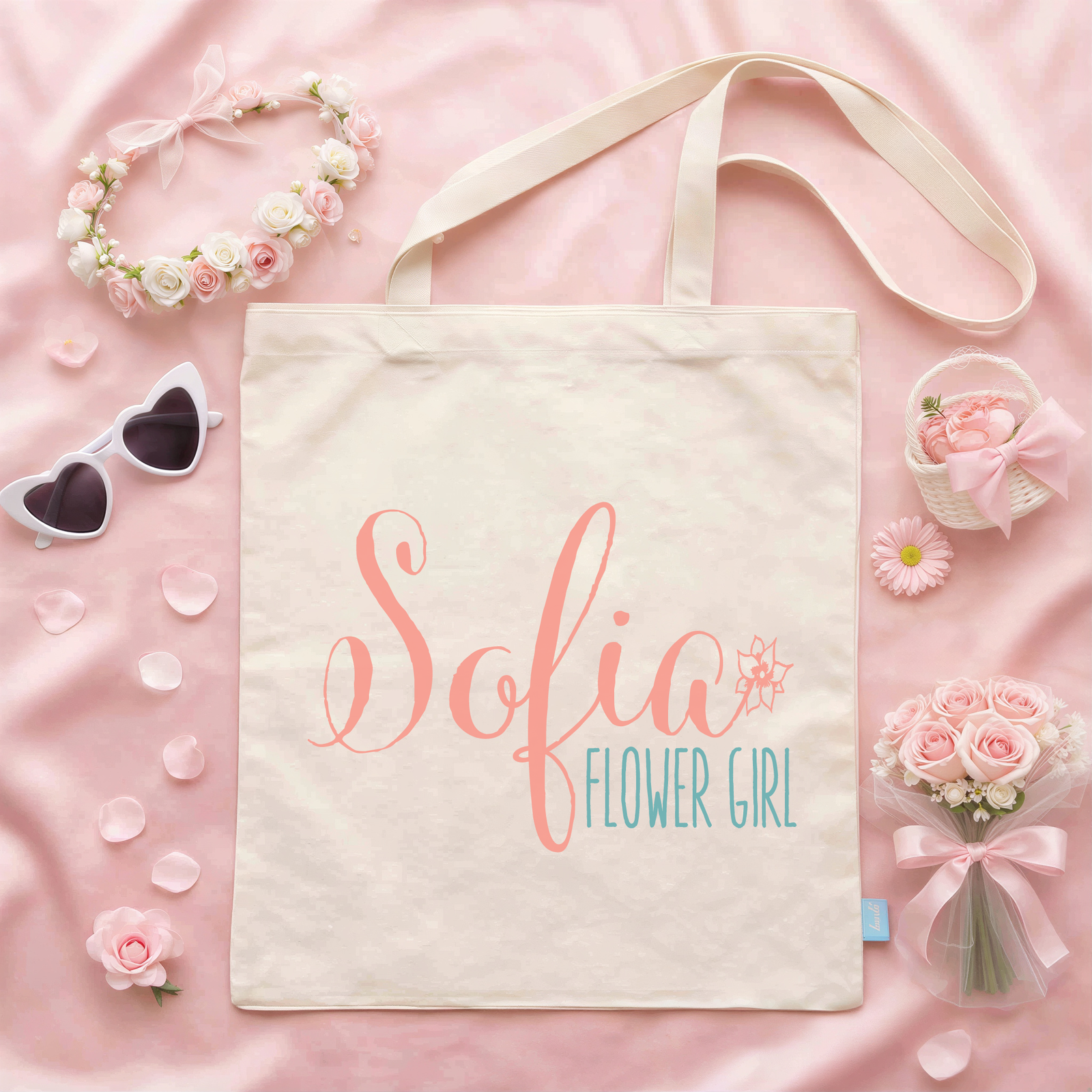 Flower Girl Personalized Tote Bag | Dainty Flower Girl
