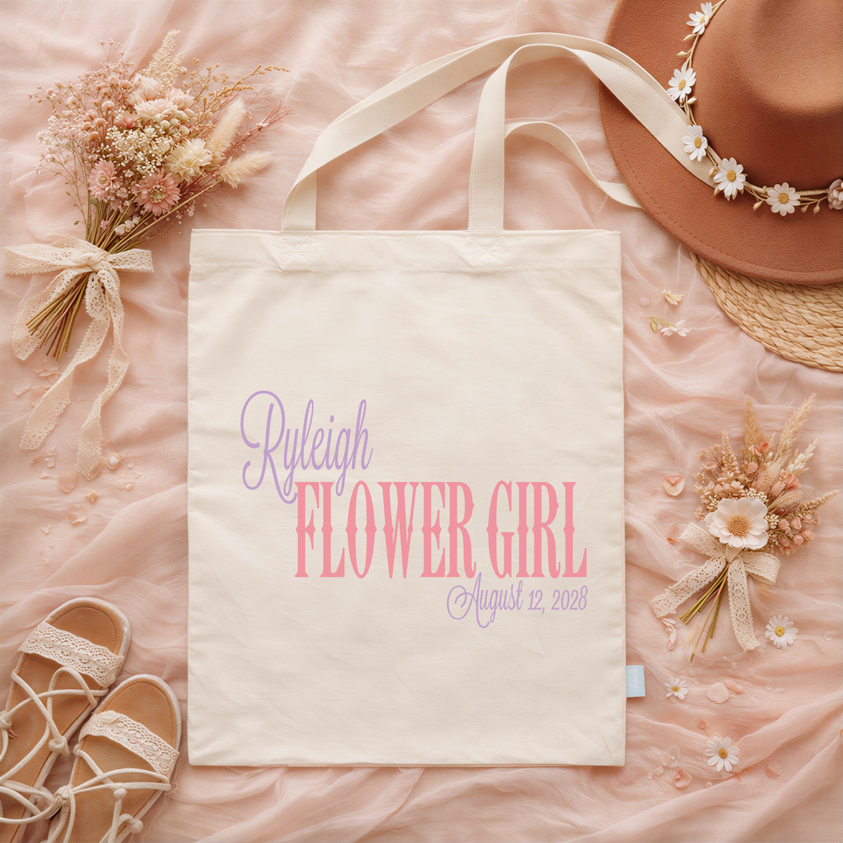 Personalized Canvas Tote Bag for Weddings by Ilu.Lily