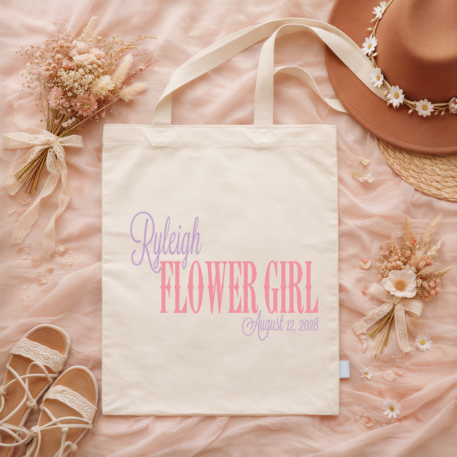 Personalized Canvas Tote Bag for Weddings by Ilu.Lily