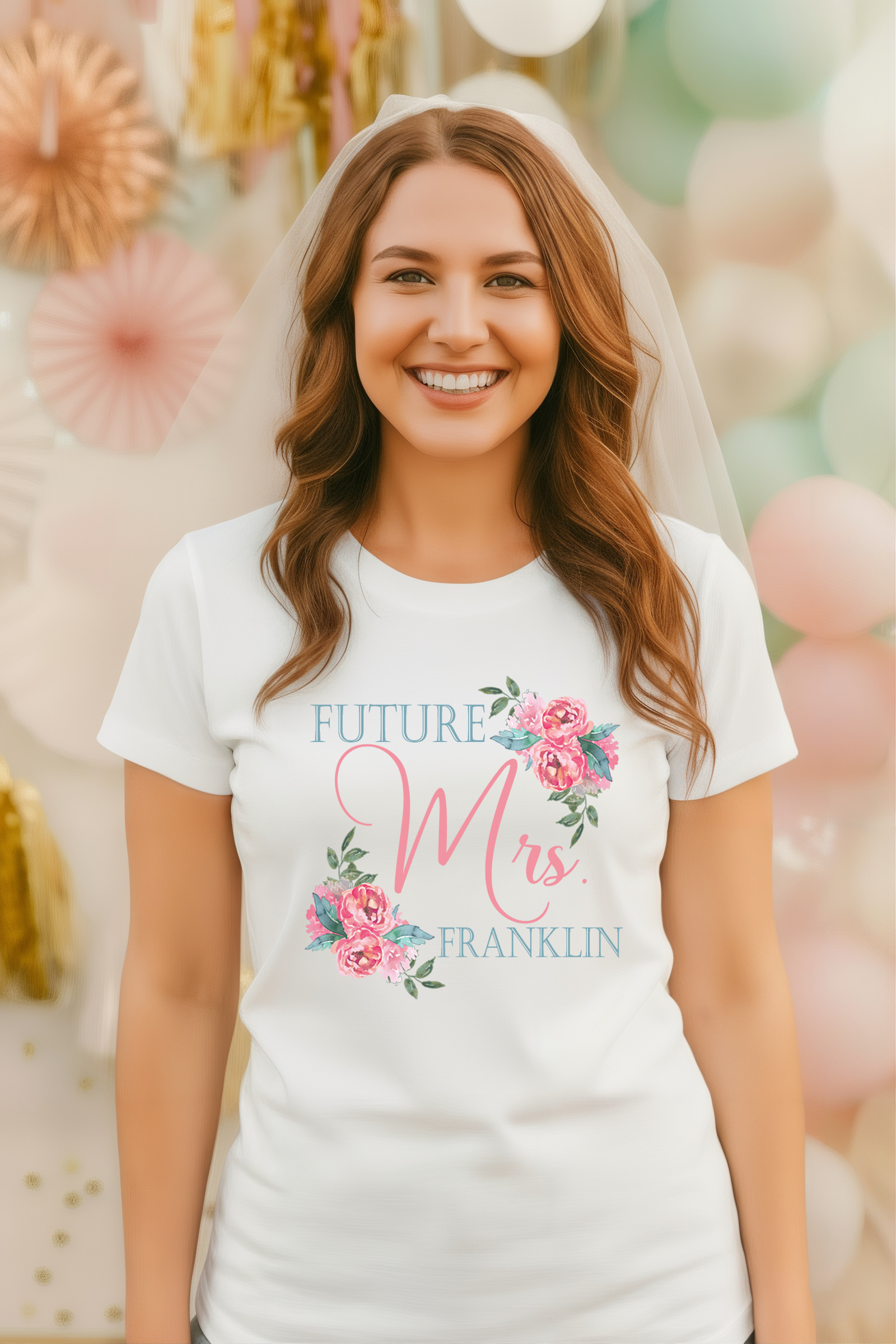 Personalized Bride T-Shirt | Floral Future Mrs.