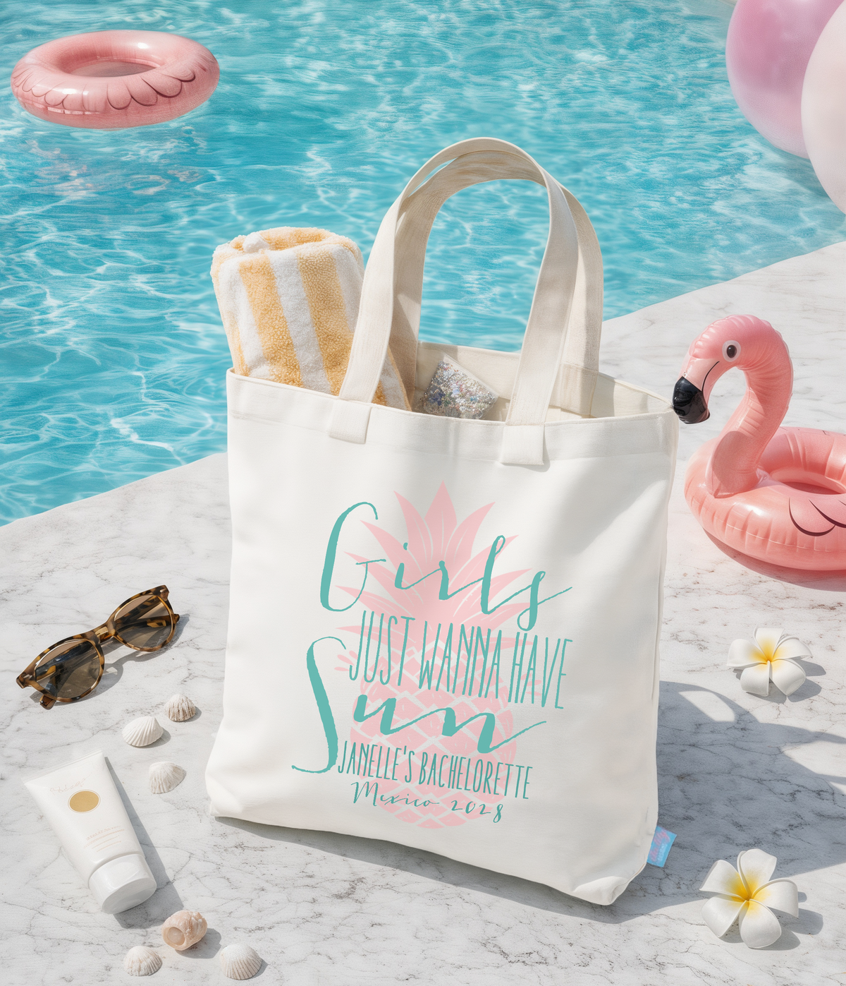 Beach Personalized Canvas Tote Bag for Bachelorette Parties by Ilu.Lily