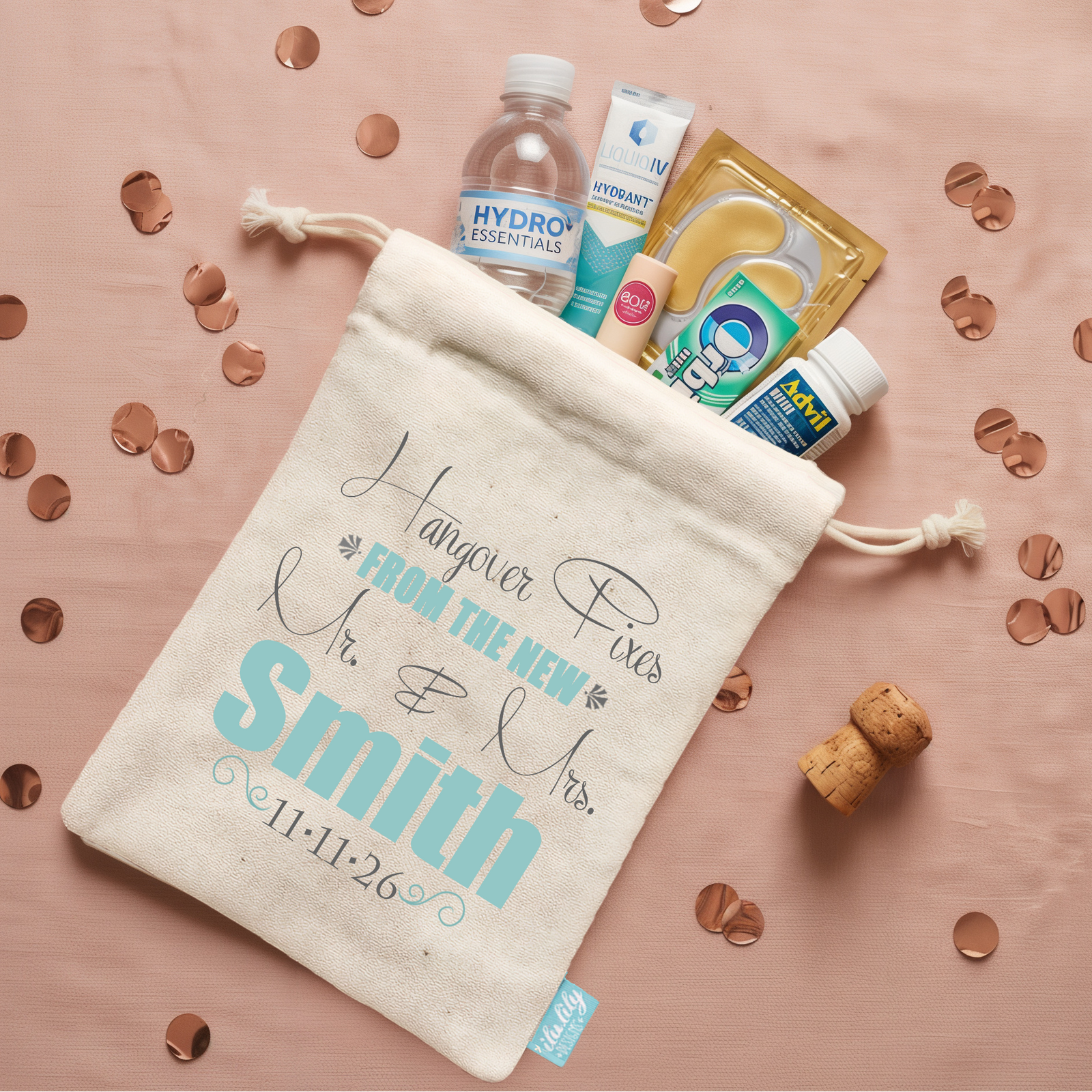 Wedding Favor Bag | Hangover Fixes from the Mr. & Mrs.