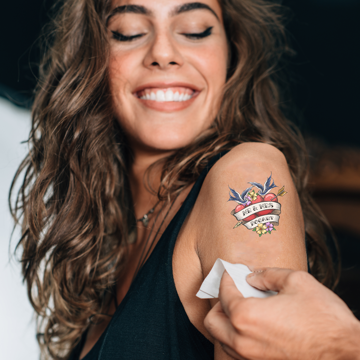 Personalized Wedding Heart Sparrows Tattoo Wedding Favors | Custom Tattoo Bar Favor | Engagement Party Favor