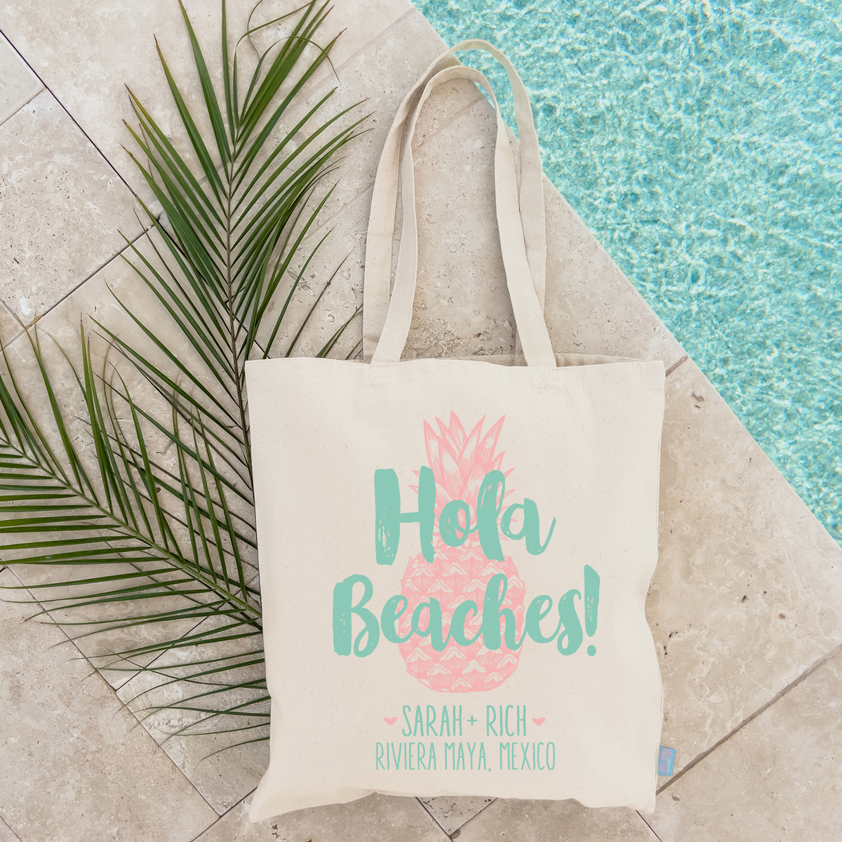 Destination Bachelorette Tote Bag | Destination Wedding Favor | Hola Beaches Pineapple