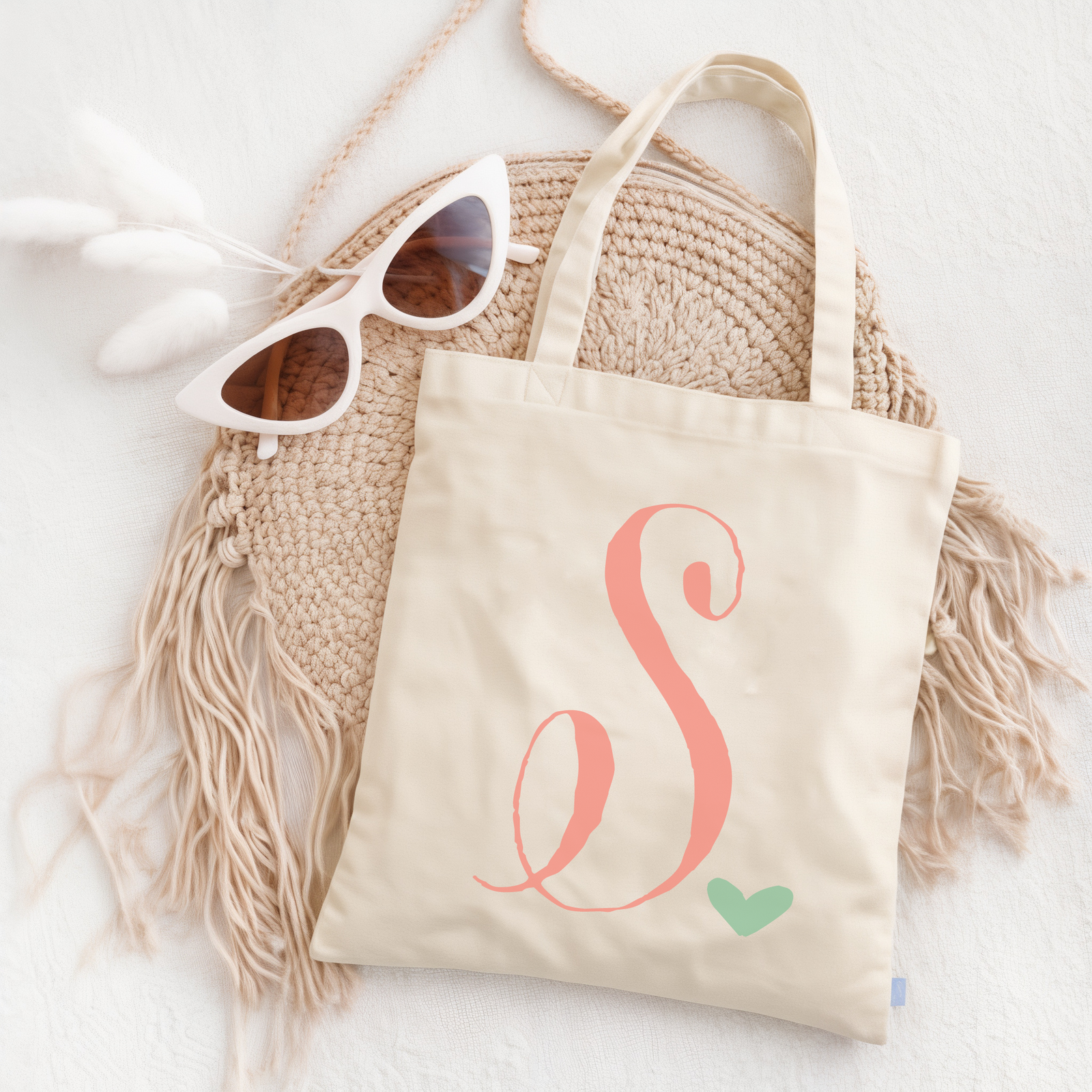 Bridal Party Wedding Tote Bag | Initial Heart