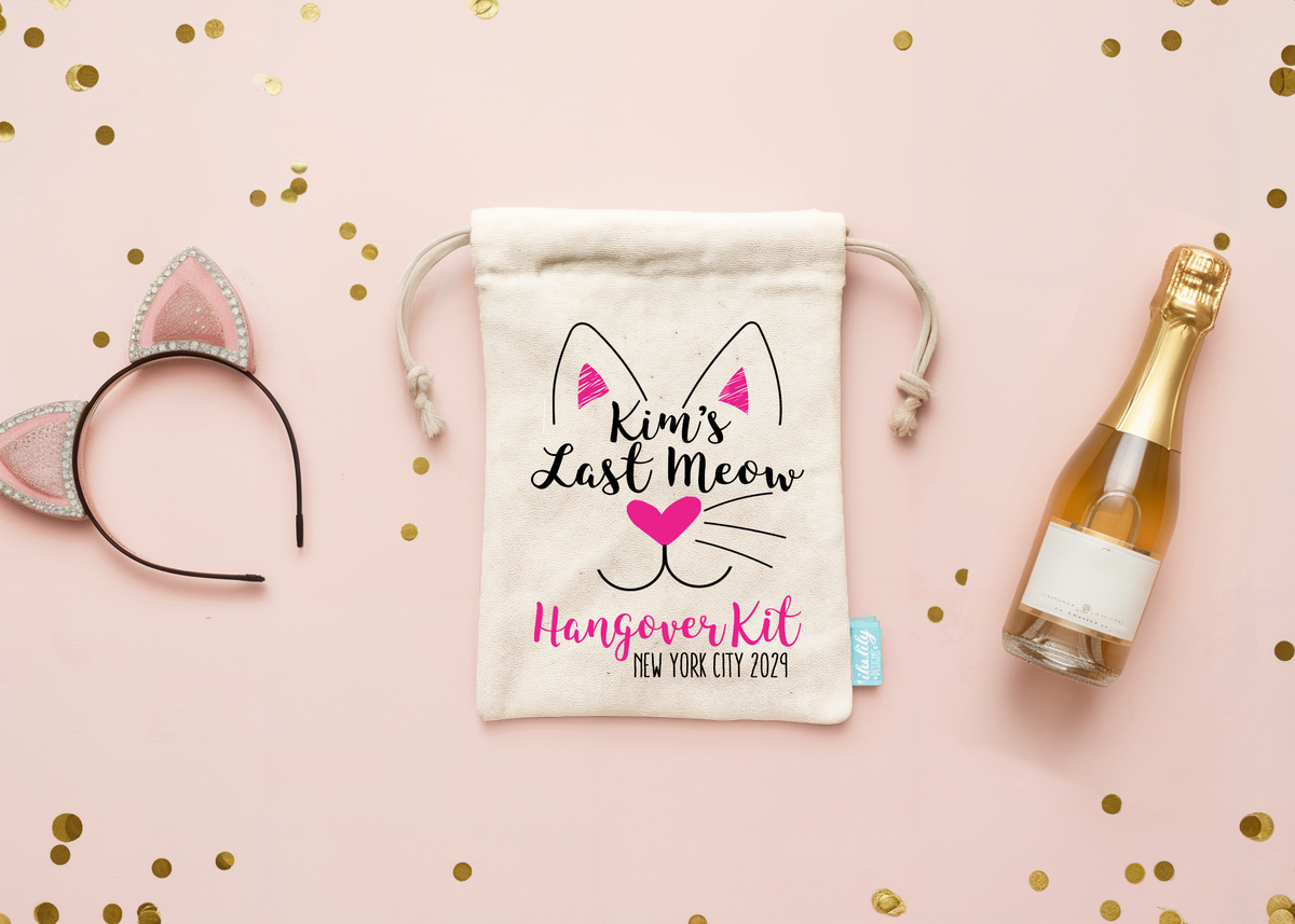 Bachelorette Party Favor Bags | Hangover Kit Favor | Last Meow