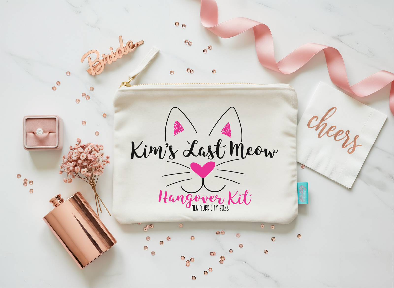Personalized Canvas Makeup Bag for Bachelorette Parties by Ilu.Lily