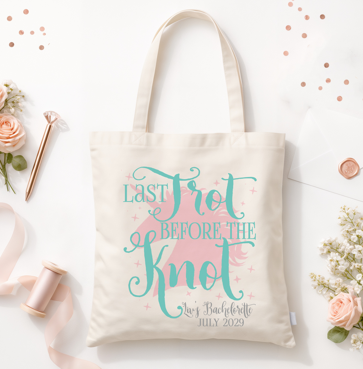 Personalized Canvas Tote Bag for Bachelorette Parties by Ilu.Lily