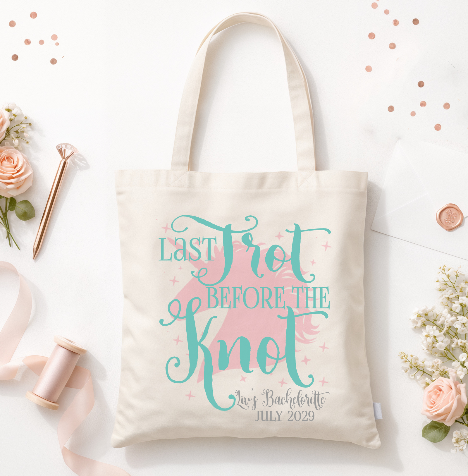 Personalized Canvas Tote Bag for Bachelorette Parties by Ilu.Lily