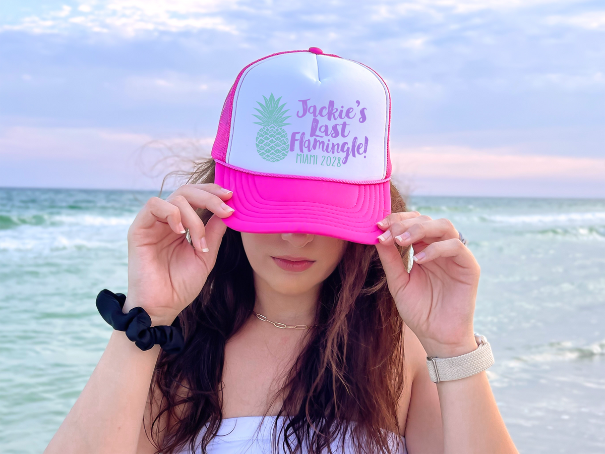 Bachelorette Party Trucker Hats | Personalized Bachelorette Hat | Last Flamingle