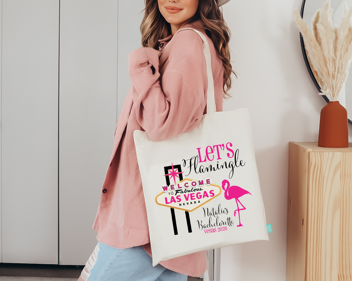 Bachelorette Party Tote Bags | Las Vegas Tote Bags | Let&#39;s Flamingle