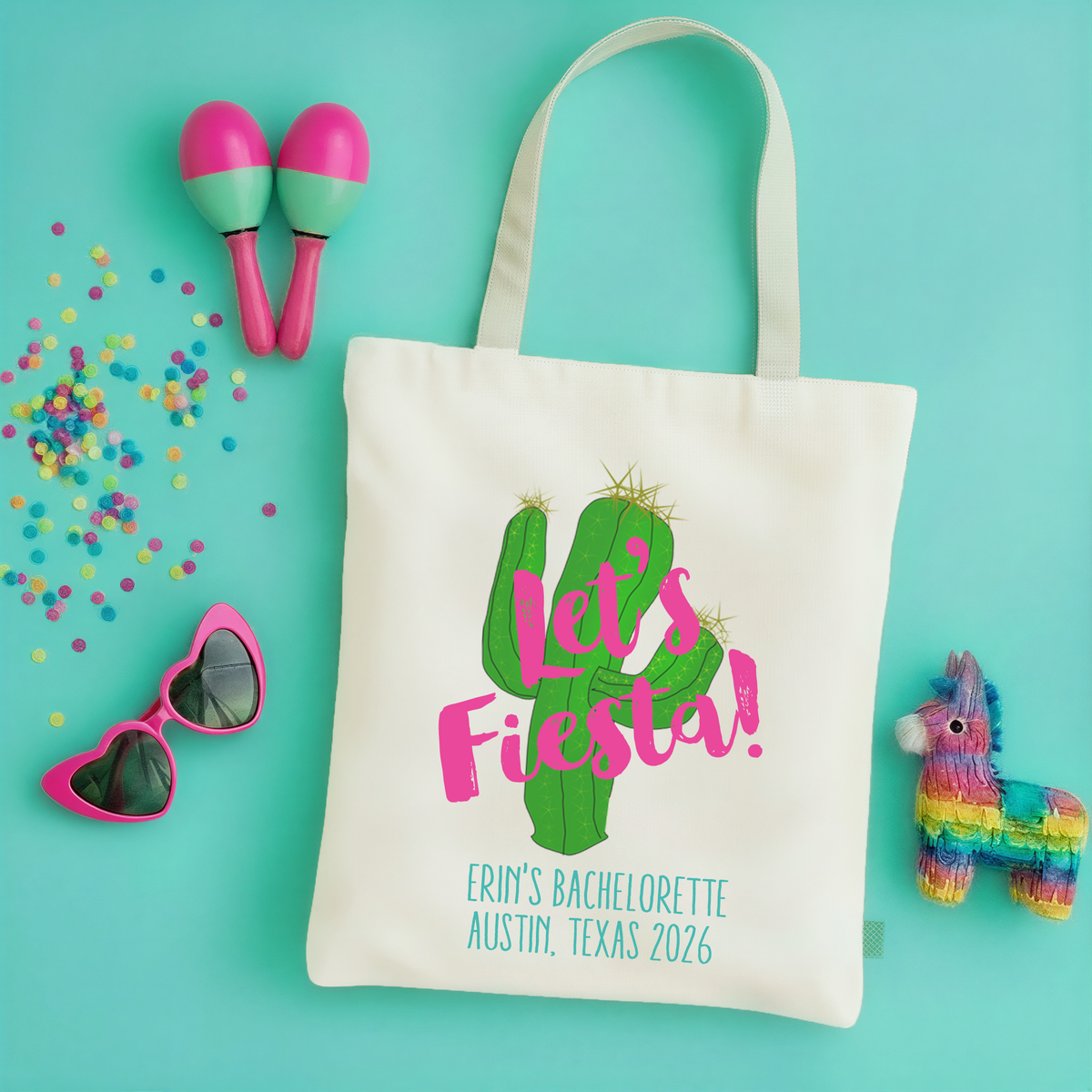 Fiesta Personalized Canvas Tote Bag for Bachelorette Parties by Ilu.Lily