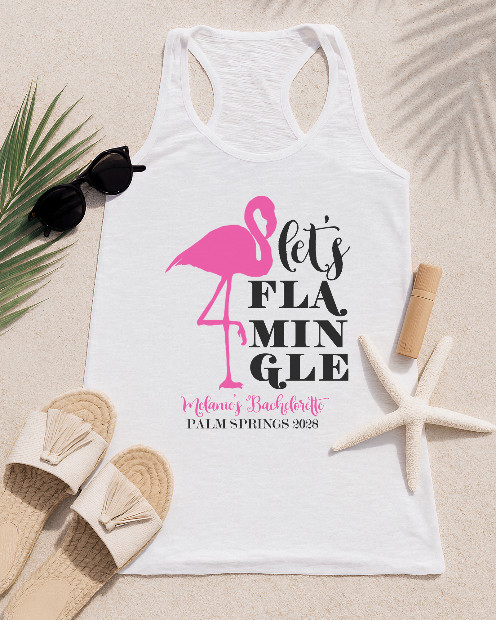 Bachelorette Party Tank - Flamingo Racerback Cotton Polyester Tank Top