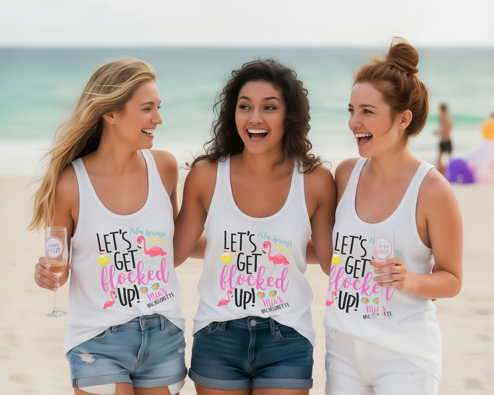 Bachelorette Party Tank Tops - Matching Racerback Cotton Blend Shirts For Bride Tribe