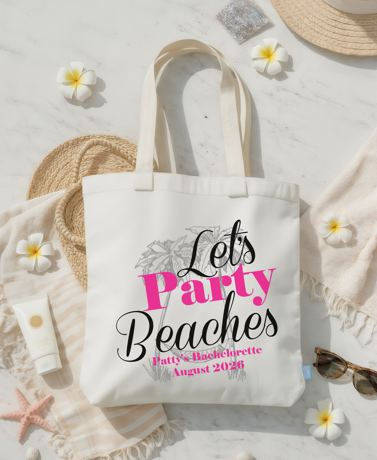 Beach Personalized Canvas Tote Bag for Bachelorette Parties by Ilu.Lily