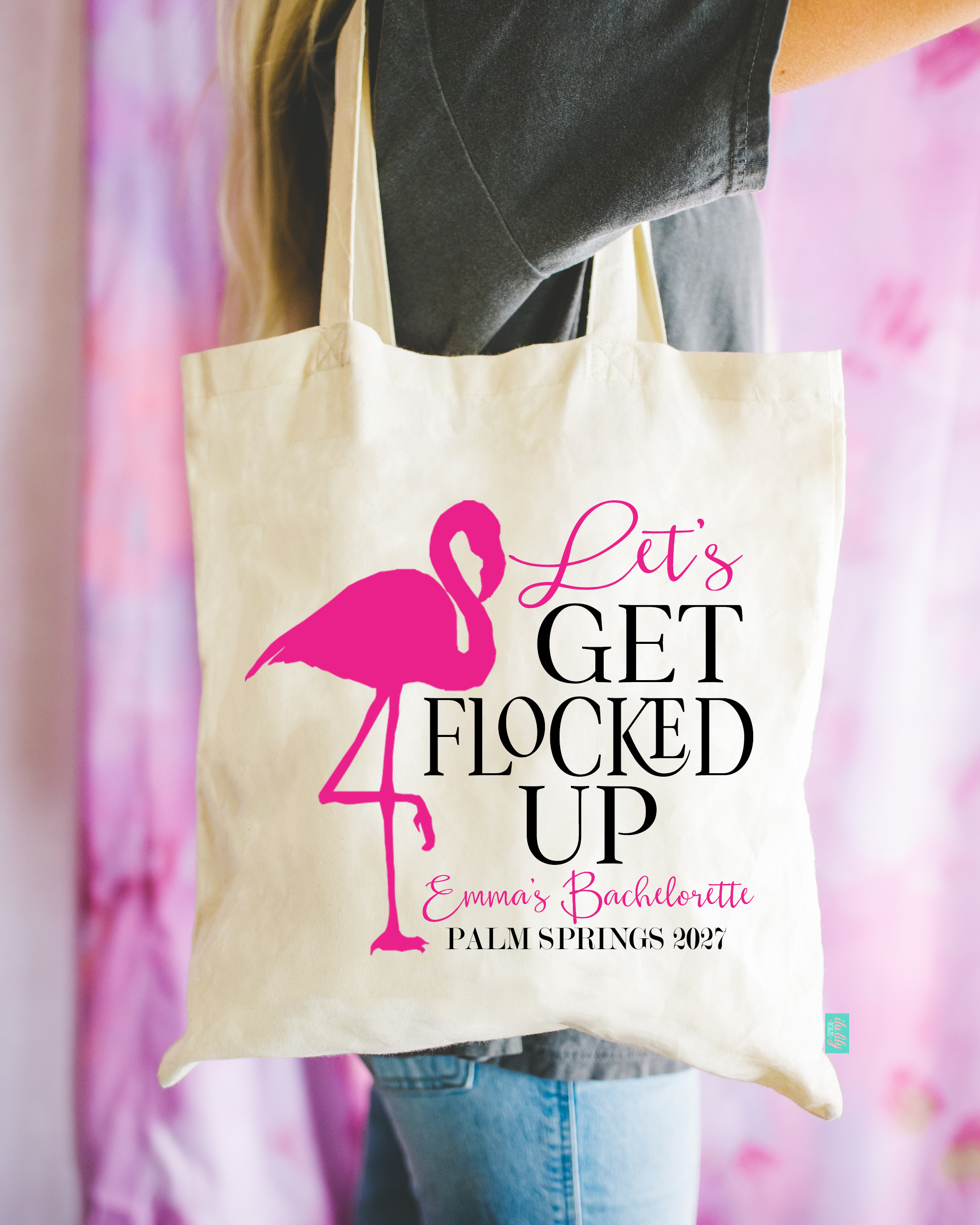 Bachelorette Party Tote Bags | Flamingo Theme Bachelorette | Let's Get Flamingo Up
