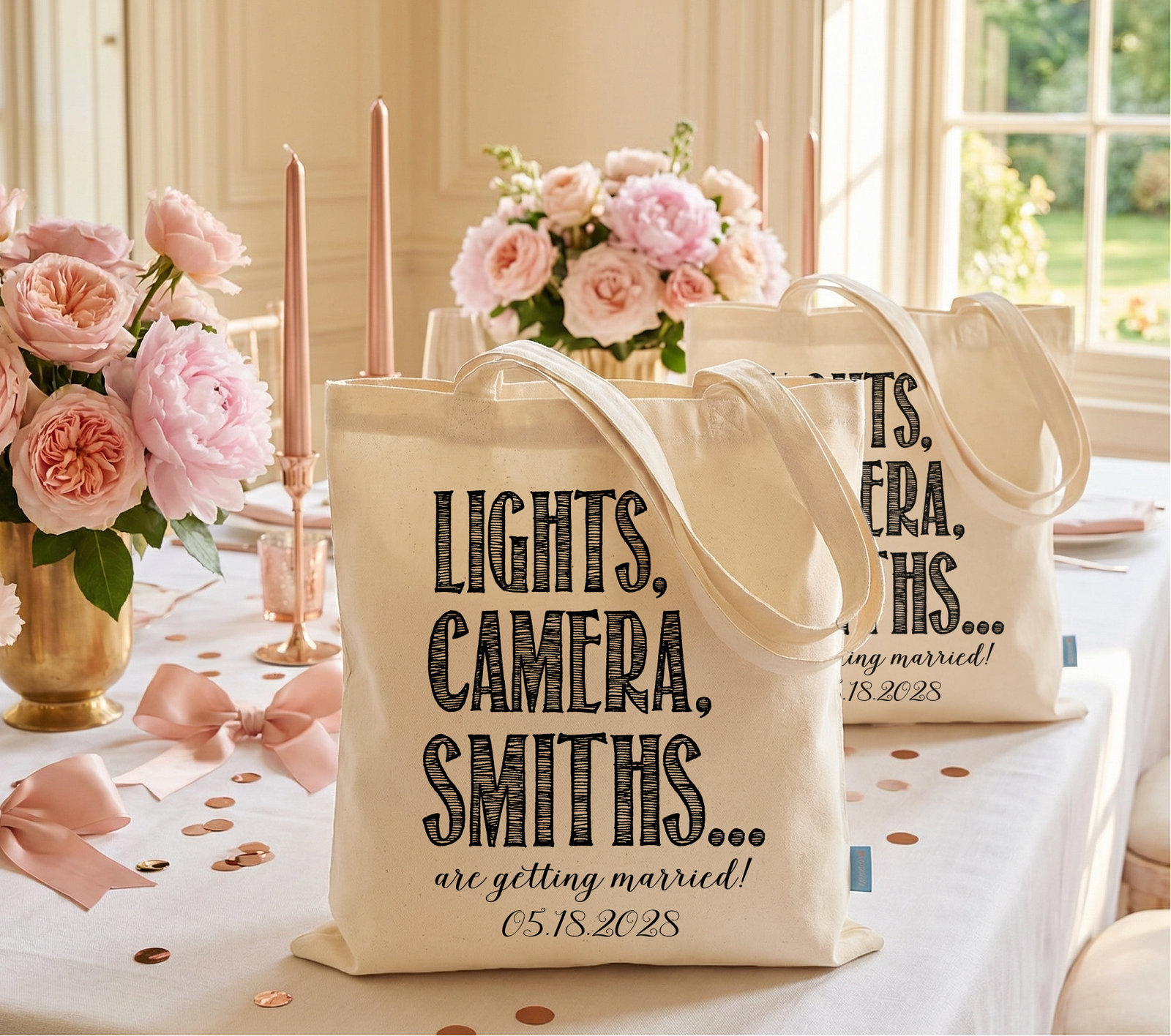 Personalized Canvas Tote Bag for Weddings by Ilu.Lily