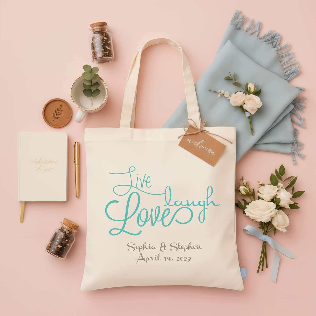 Wedding Welcome Tote Bag | Live Laugh Love