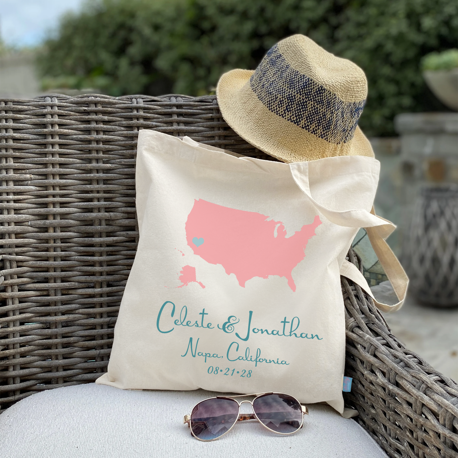 Personalized Canvas Tote Bag for Weddings by Ilu.Lily