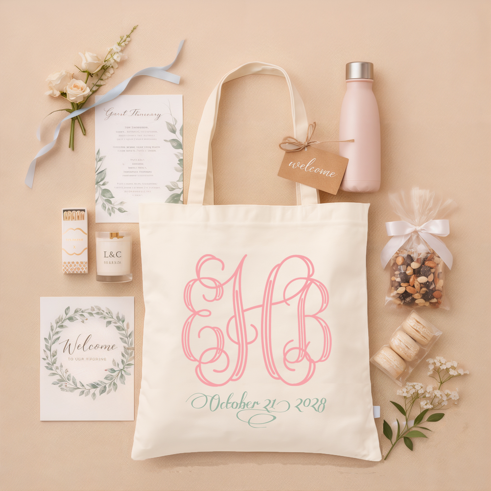 Personalized Wedding Tote Bag | Fancy Monogram