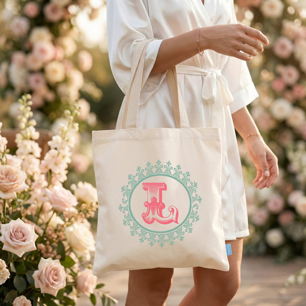 Personalized Canvas Tote Bag for Brides by Ilu.Lily