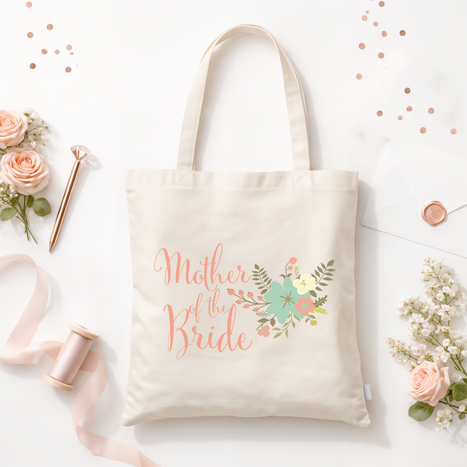 Personalized Canvas Tote Bag for Brides by Ilu.Lily
