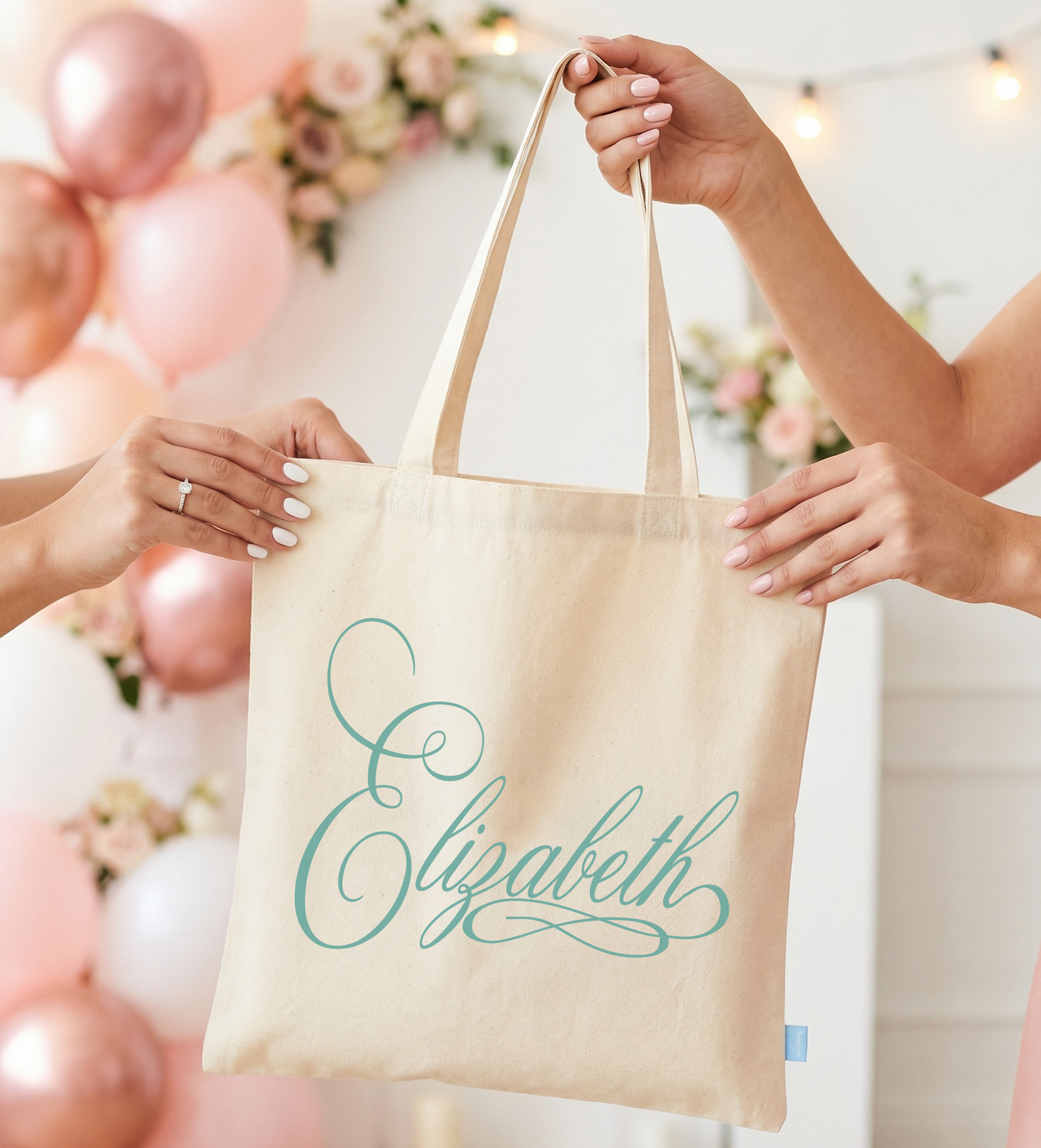 Personalized Canvas Tote Bag for Brides by Ilu.Lily