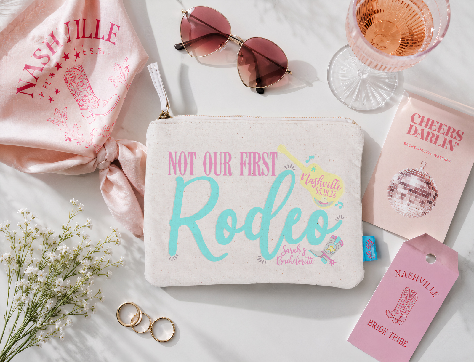 Nashville Personalized Canvas Makeup Bag for Bachelorette Parties by Ilu.Lily