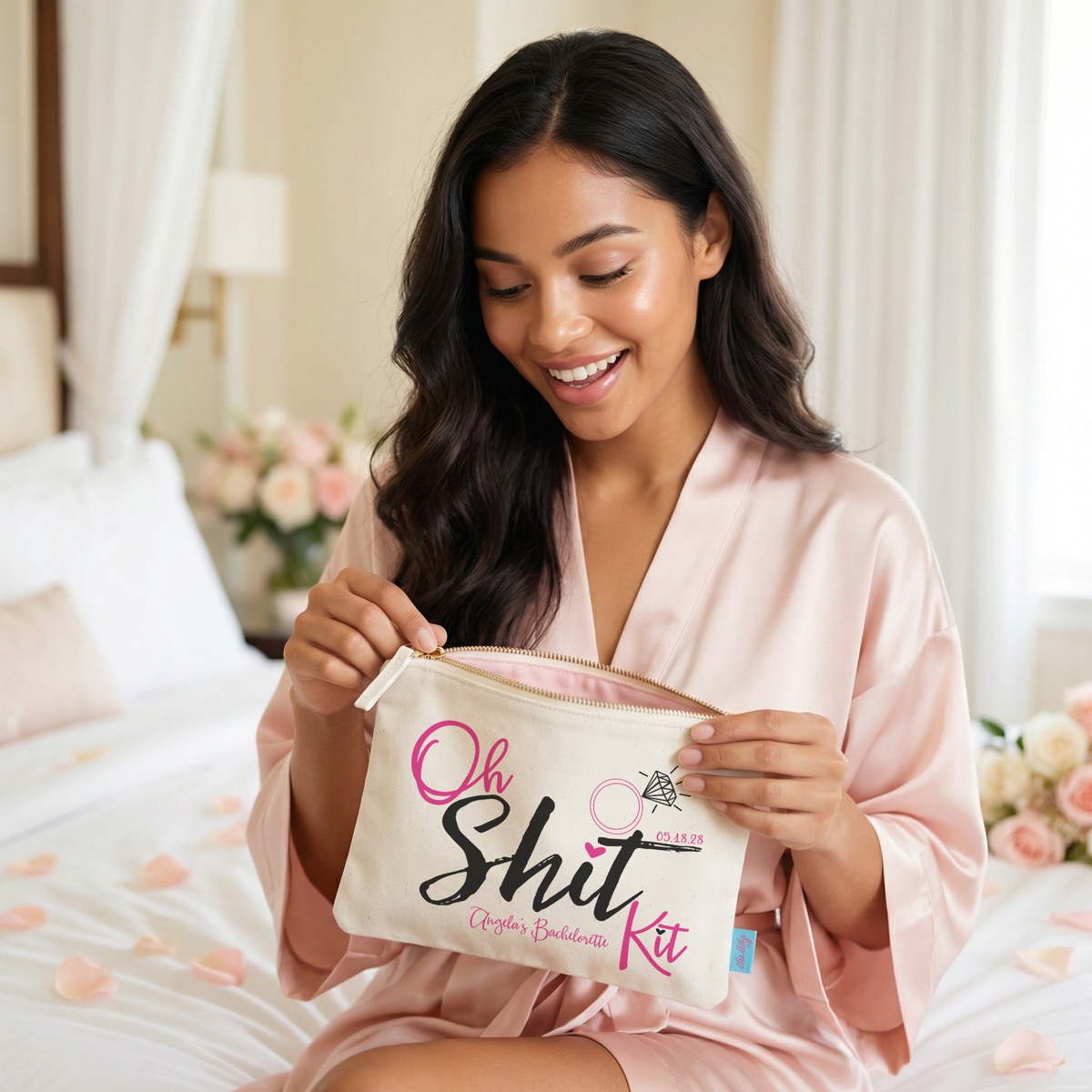 Personalized Canvas Makeup Bag for Bachelorette Parties by Ilu.Lily