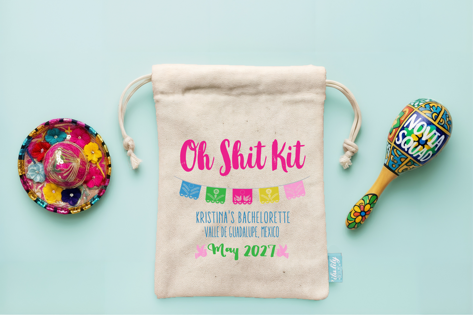 Mexico Personalized Party Favor Bag for Bachelorette Parties by Ilu.Lily