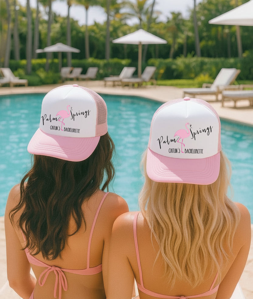 Palm Springs Custom Trucker Hat for Bachelorette Parties by Ilu.Lily
