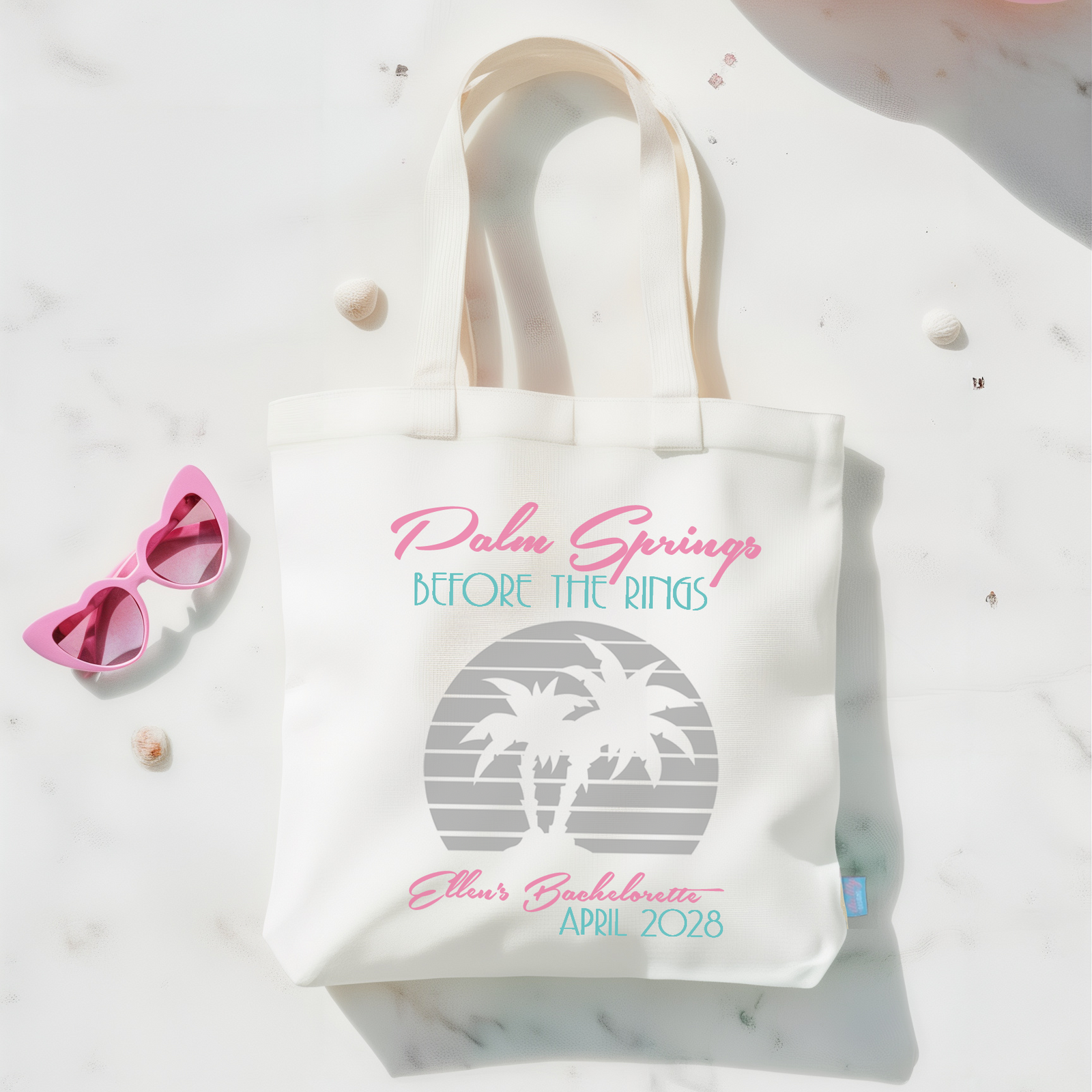 Palm Springs Personalized Canvas Tote Bag for Bachelorette Parties by Ilu.Lily