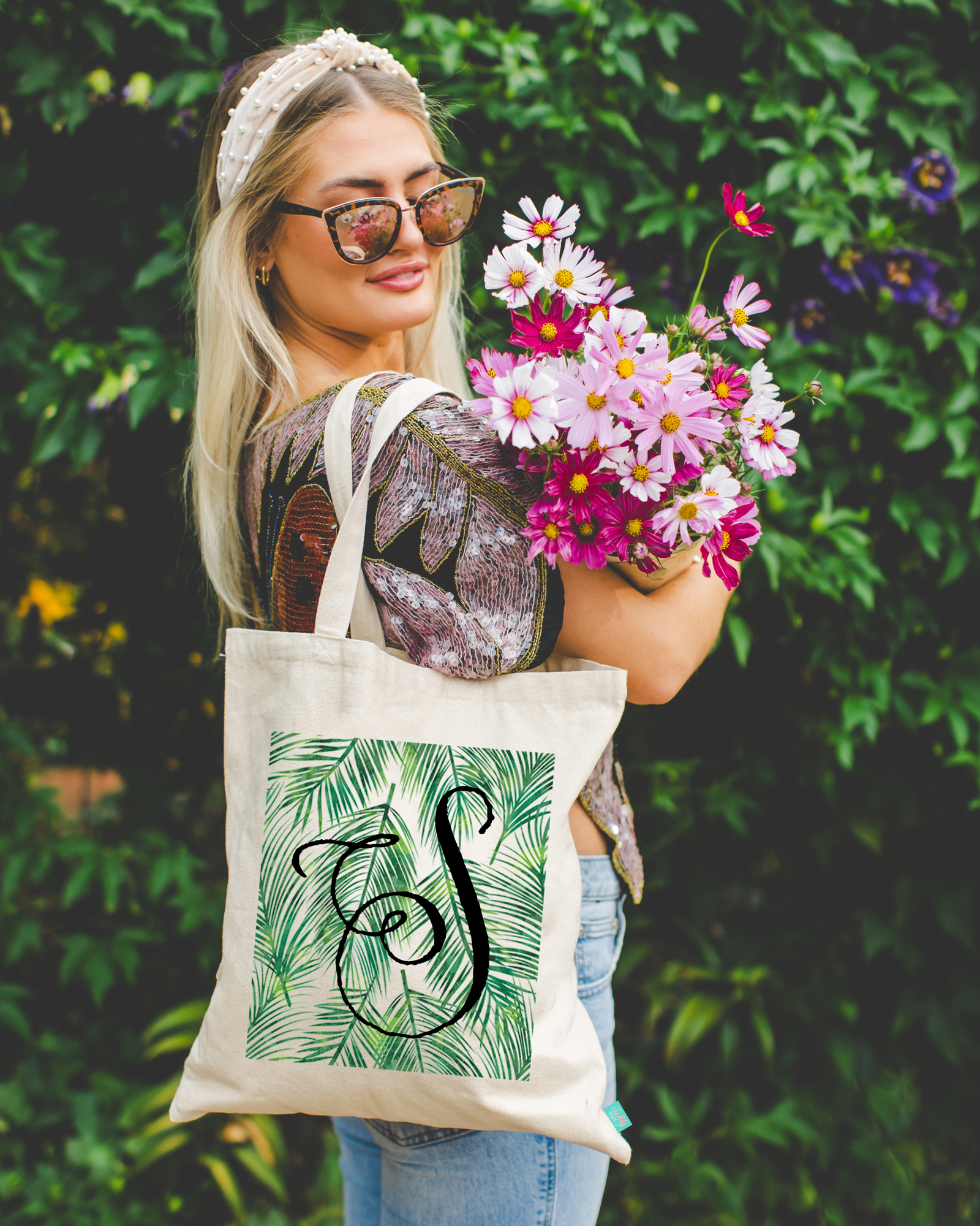 Beach Wedding Tote Bags | Palm Leaves Monogram