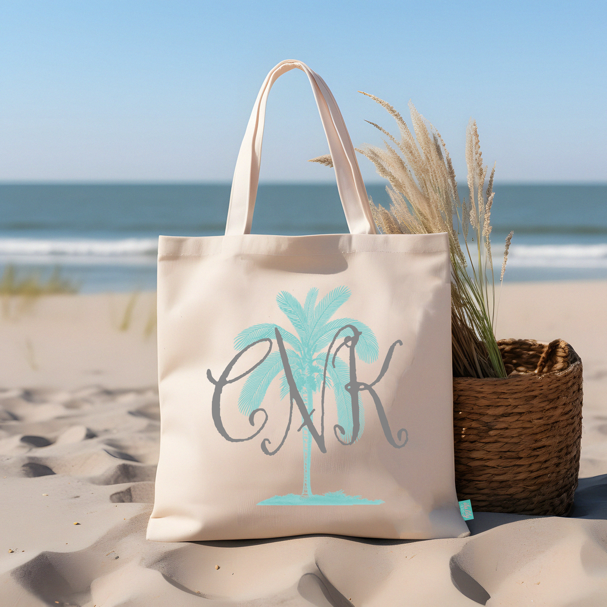 Wedding Party Tote Bag | Monogram Palm Tree