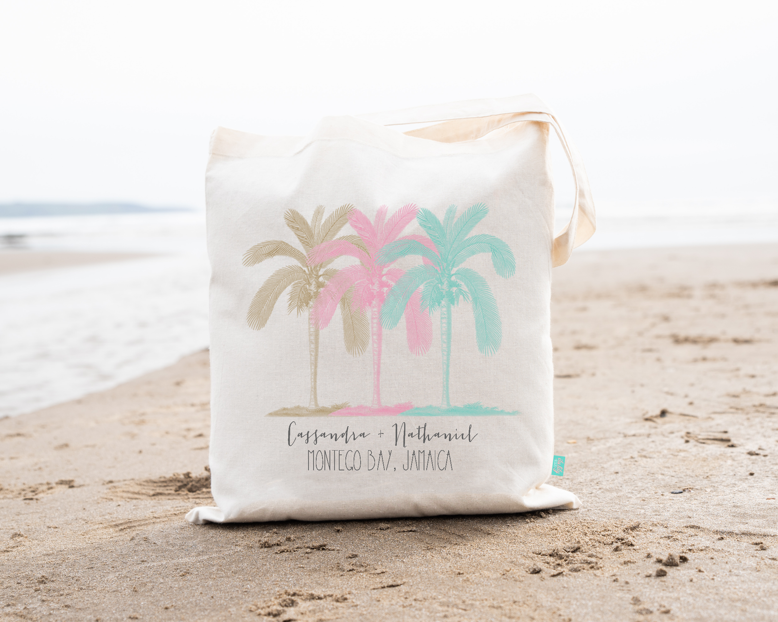 Destination Wedding Tote Bag | Multi-Color Palm Tree