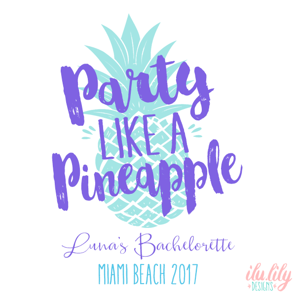 Pineapple Personalized Canvas Tote Bag for Bachelorette Parties by Ilu.Lily