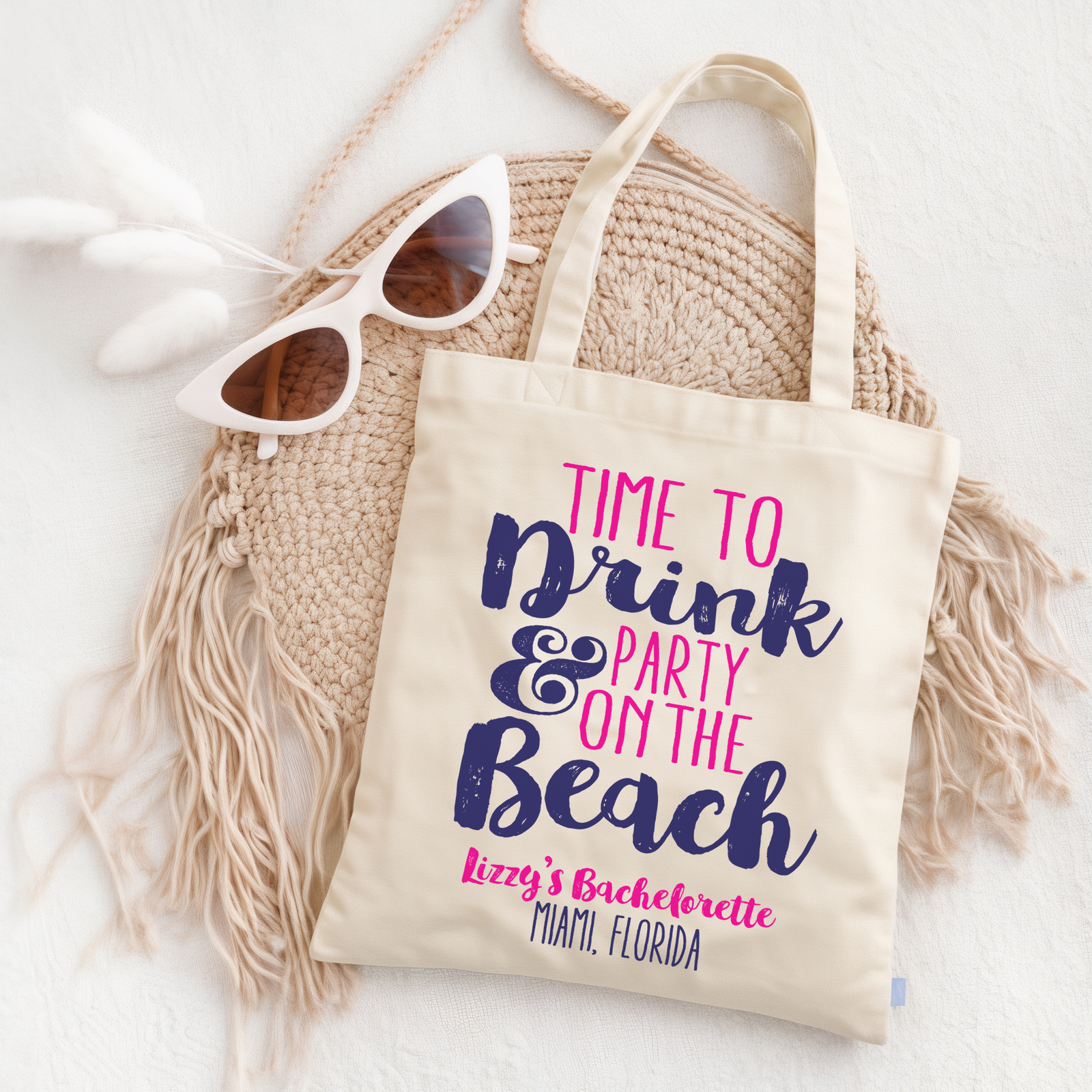 Beach Personalized Canvas Tote Bag for Bachelorette Parties by Ilu.Lily