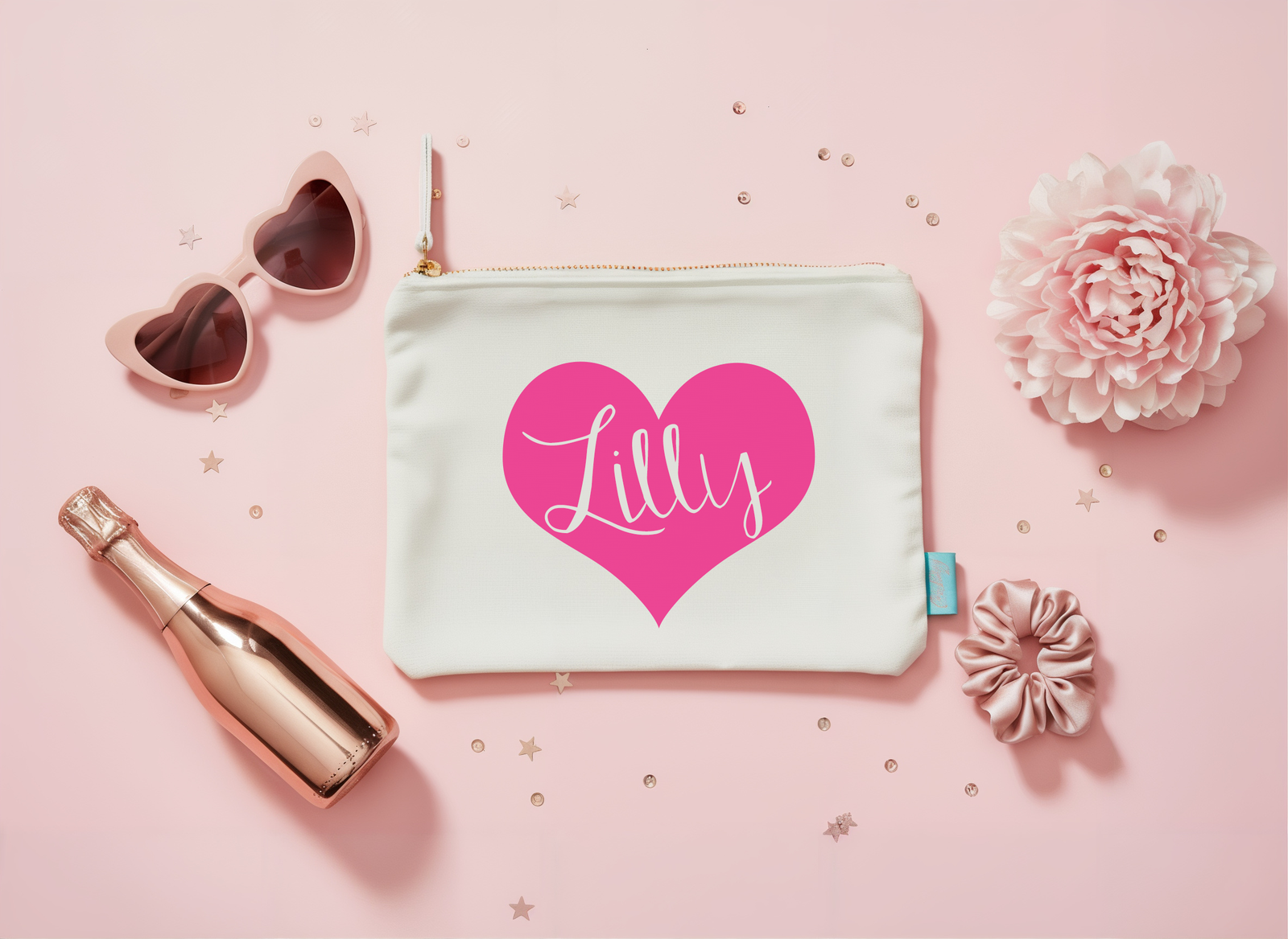 Personalized Canvas Makeup Bag for Brides by Ilu.Lily