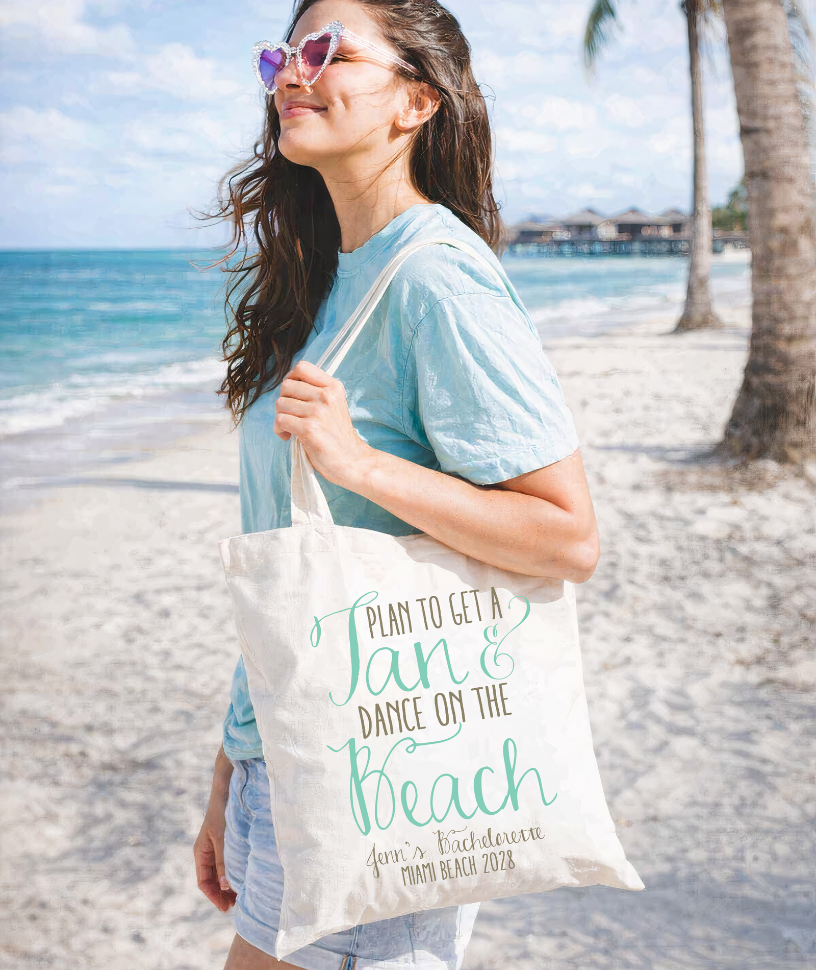 Bachelorette Beach Party Tote Bag | Plan to Get a Tan and Dance on the Beach
