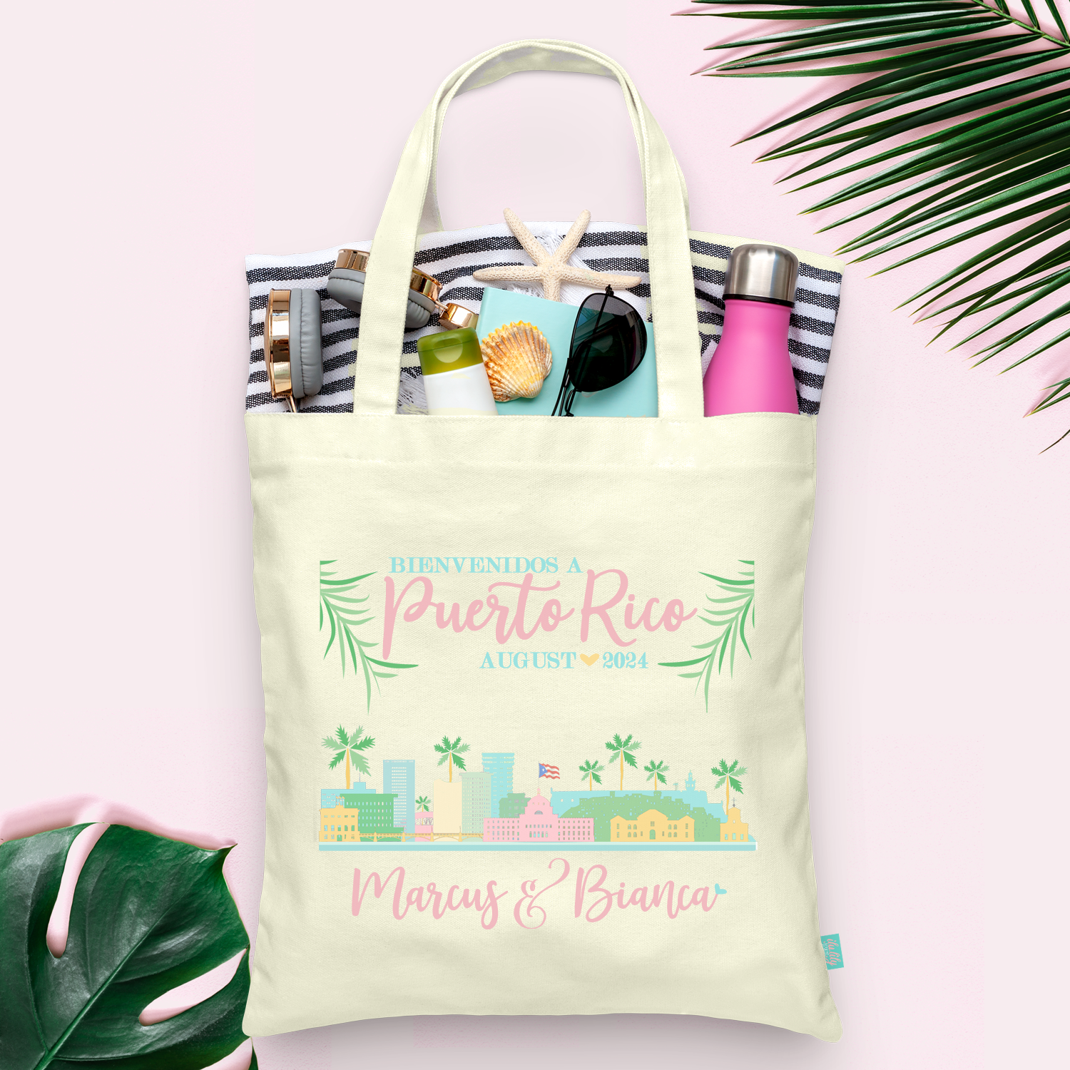 Wedding Welcome Tote Bags | Puerto Rico Tote Bags | Puerto Rico Colorful Skyline